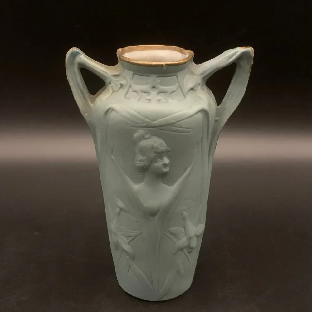 1910’s Schafer & Vater German Art Nouveau Jasperware Bisque Porcelain Bud Vase